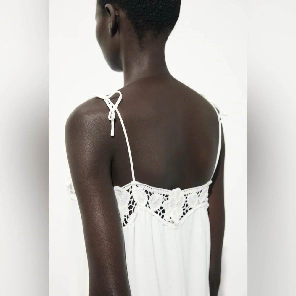Zara White Maxi Dress with Lace Details - Picture 8 of 13